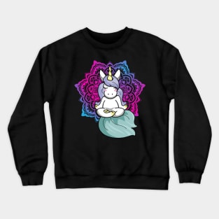 Unicorn in Yoga Lotus Meditation Mandala Crewneck Sweatshirt